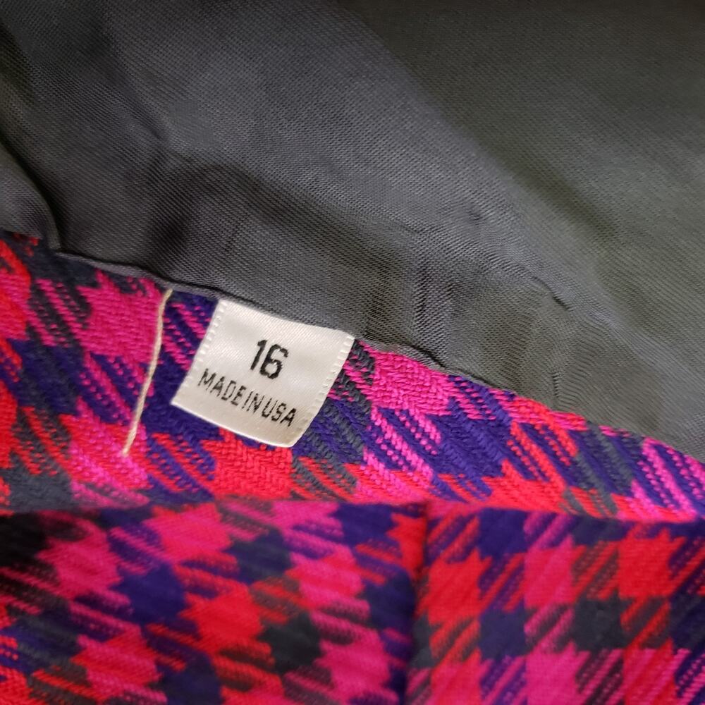 Vtg Evan Picone Houndstooth Wool Plaid Blazer Jacket Skirt Suit Set Womens sz 16 - Picture 13 of 14